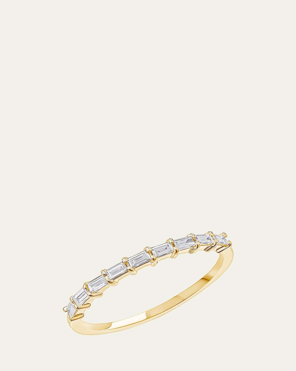 14K Gold Baguette Diamond Half Eternity Band Ring